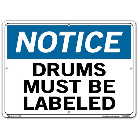 Vestil Aluminum Sign, 10-1/2" H, 14-1/2" W, Rectangle, English, SI-N-63-C-AL-063 SI-N-63-C-AL-063